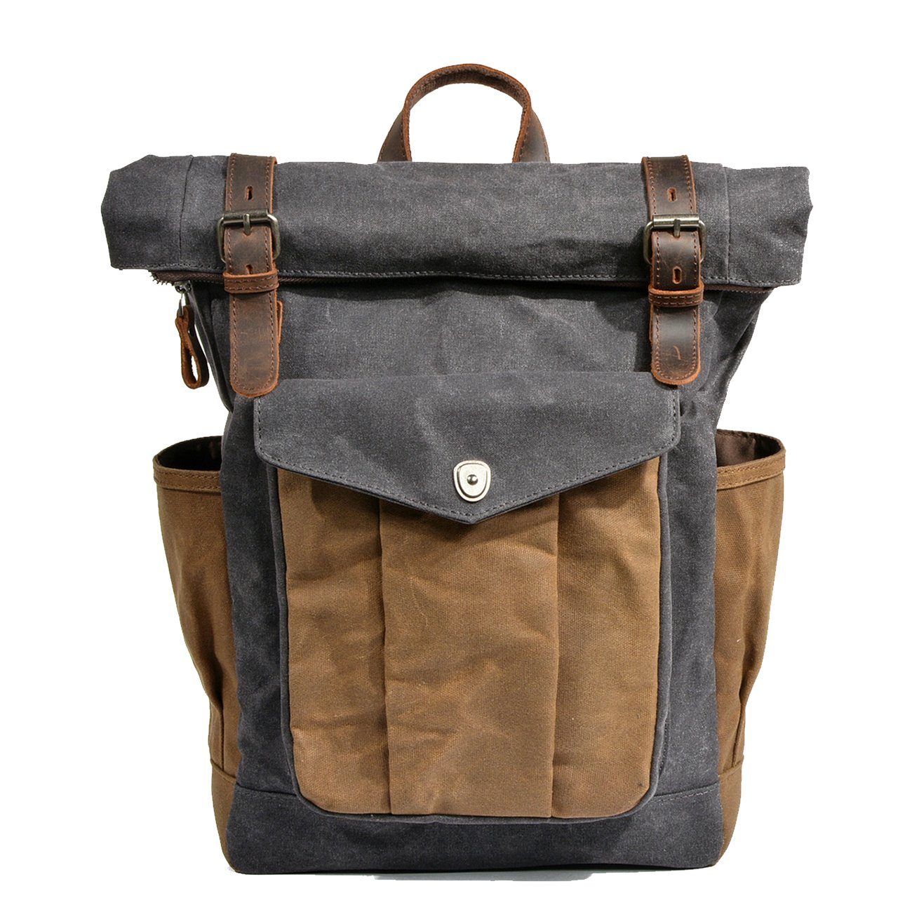 Wax Coated Canvas Roll Top Backpack | Marseille