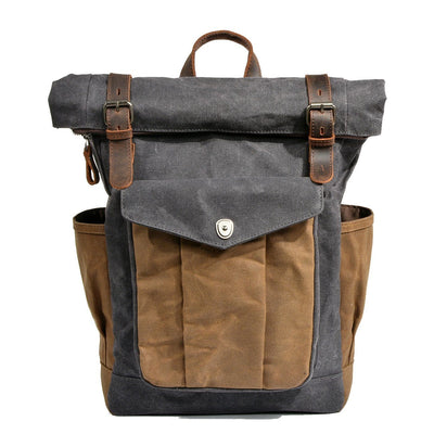 Wax Coated Canvas Roll Top Backpack | Marseille