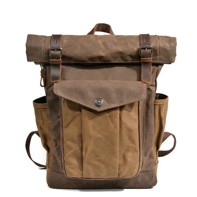 Wax Coated Canvas Roll Top Backpack | Marseille