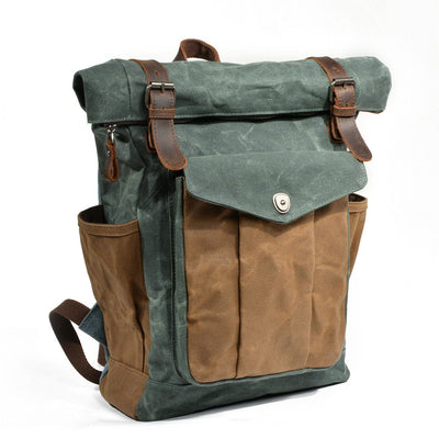 Wax Coated Canvas Roll Top Backpack | Marseille
