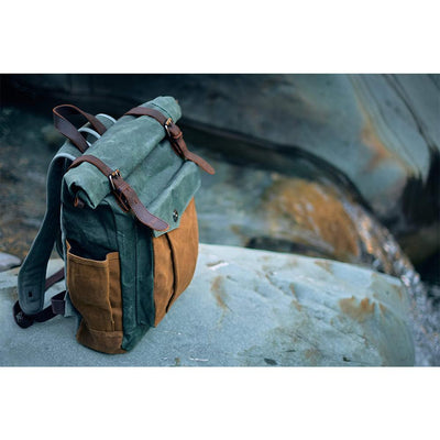 Wax Coated Canvas Roll Top Backpack | Marseille