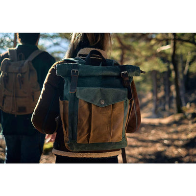 Wax Coated Canvas Roll Top Backpack | Marseille
